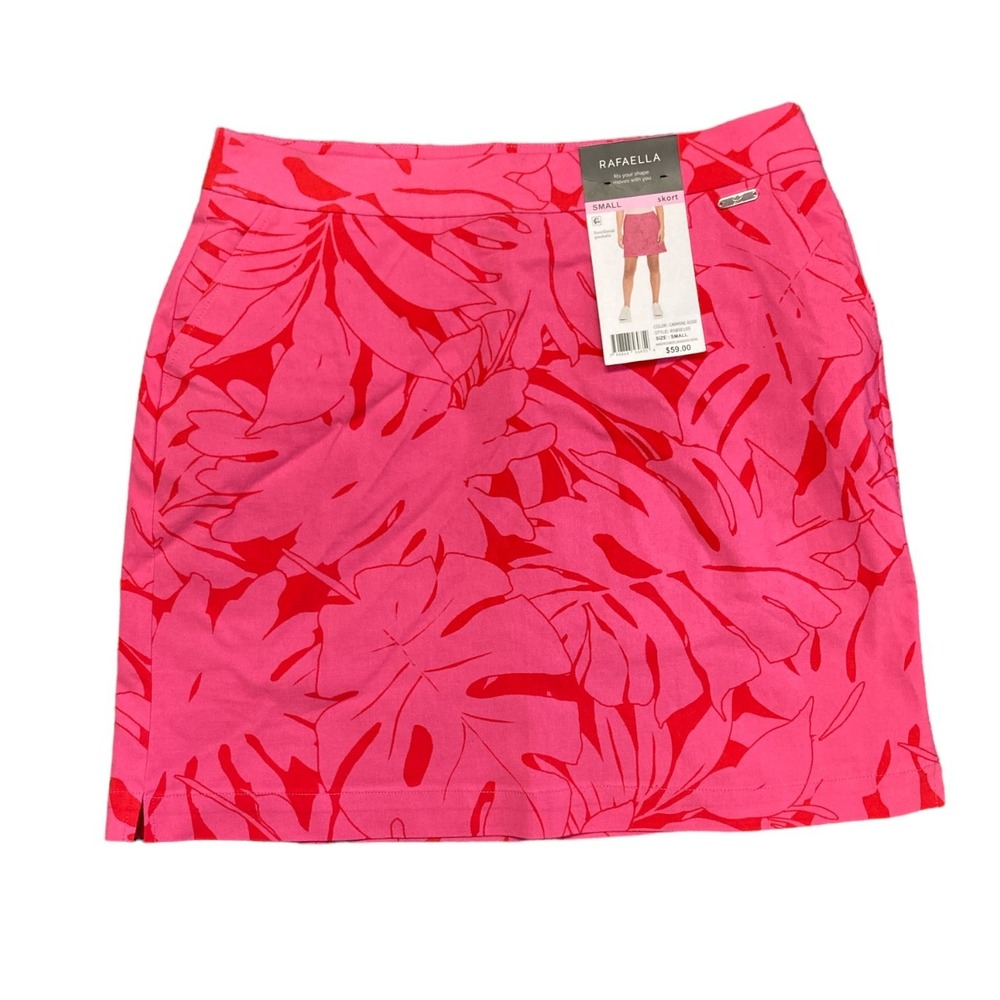Rafaella Womens Stretch Skort XXL Pressed Palms Carmine Rose RSBSE105